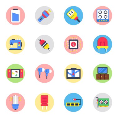 Elektronik Gadget Düz Simge Paketi 