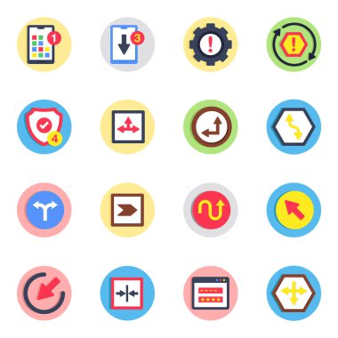 Noktalama Okları ve Ui Düz Simgeleri Seti