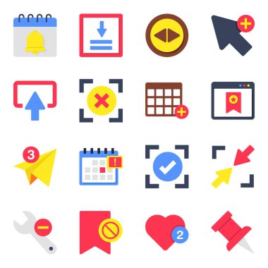 Seyrüsefer Okları ve Ui Düz Simgeleri Kümesi