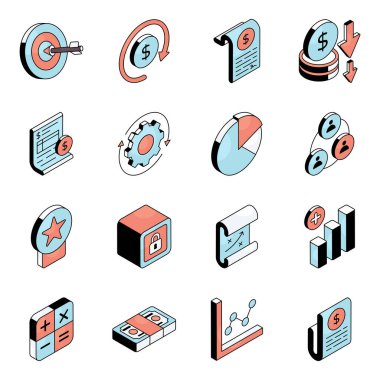 İş ve Ofis Düz Simgesi Paketi