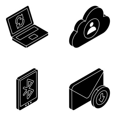 Ağ ve Aygıt Paketi Düz Simgesi 