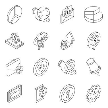 İş ve Başlangıç Düz simgesi paketi 