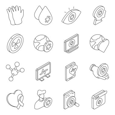 İlaç Düz Simgeleri Seti