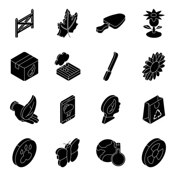 stock vector Set of Ecology and Farming Flat Icons 