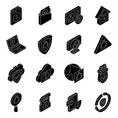 Siber Güvenlik Düz Simgesi Paketi 