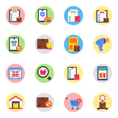 Ticari Düz Simgeler Seti 