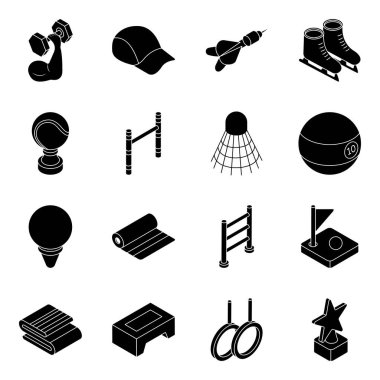 Spor Aletleri Seti Düz Simgeler 