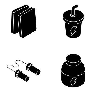 Spor ve Spor Salonu Düz Simgeleri 