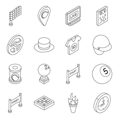 Set of Sports Equipment Flat Icons  clipart