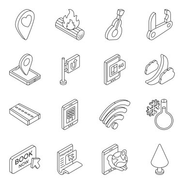 Kamp ve Plaj ikonu paketi