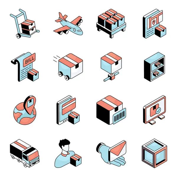 Stock vector Set of Logistic and Cargo Flat Icons