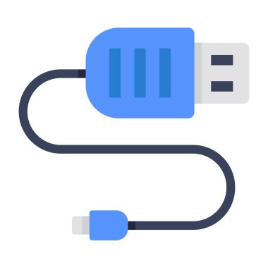 Veri kablosunun düz tasarım simgesi