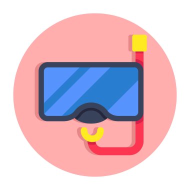 Gözlüklü oksijen borusu, şnorkelli maske ikonu