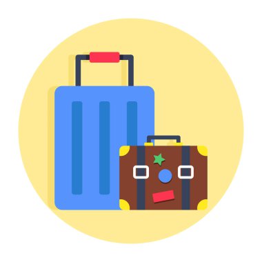 Çantalı yük çantasının vektör tasarımı, bagaj ikonu 