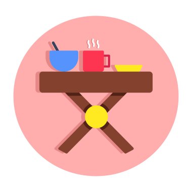 Conceptual flat design icon of folding table 