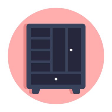 Kostüm dolabının modaya uygun düz tasarım simgesi