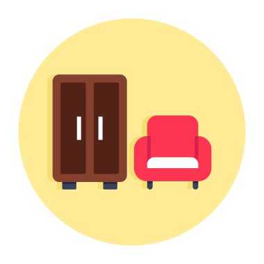 Salonun kavramsal düz tasarım simgesi 