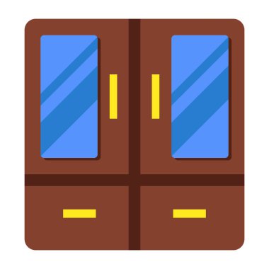 Kostüm dolabının modaya uygun düz tasarım simgesi