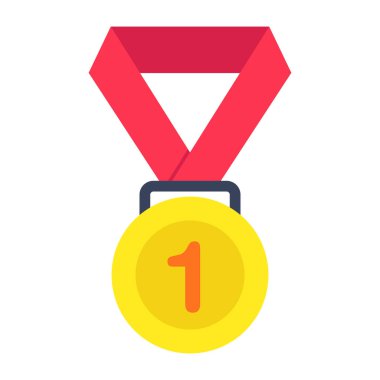 Düz dizaynda 1. pozisyon başarı madalyası simgesi