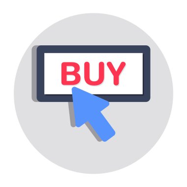 Satın alma düğmesinin düz yuvarlak tasarım simgesi 