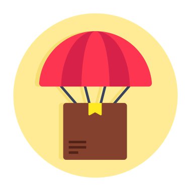 An icon design of parachute delivery