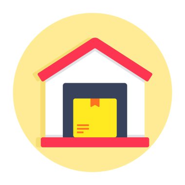 Düz yuvarlak bir depo dizayn simgesi