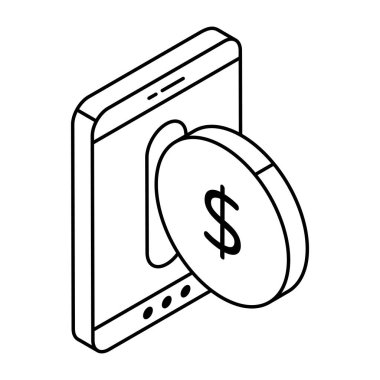Akıllı telefonun içindeki dolar, cep telefonu parasının simgesi