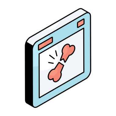 A flat design icon of broken bone 