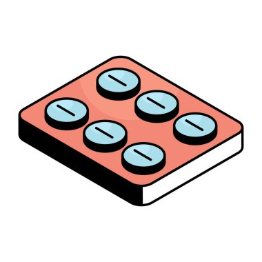 An editable design icon of pills strip 