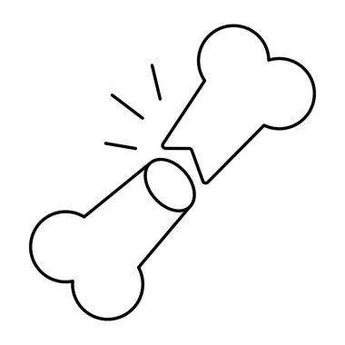 A flat design icon of broken bone 