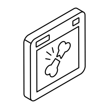 A flat design icon of broken bone 