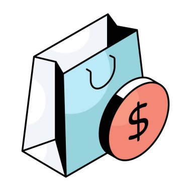 Alışveriş çantasının mükemmel tasarım simgesi