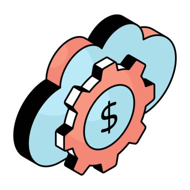 Bulut para ayarının modern tasarım simgesi 