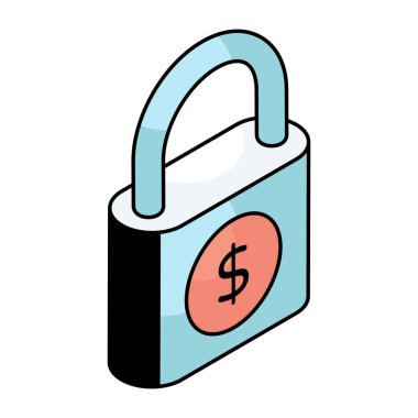 Finansal kilidin düz tasarım simgesi