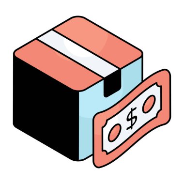 Conceptual flat design icon of cash on delivery