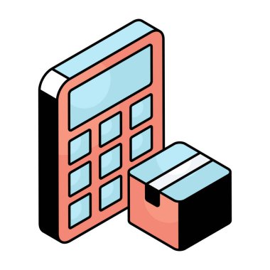 Kırıcı ile karton, parsel hesaplama simgesi