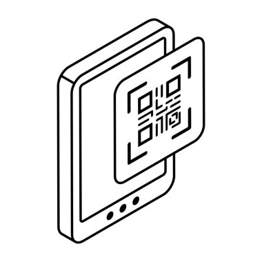 Flat design icon of mobile barcode