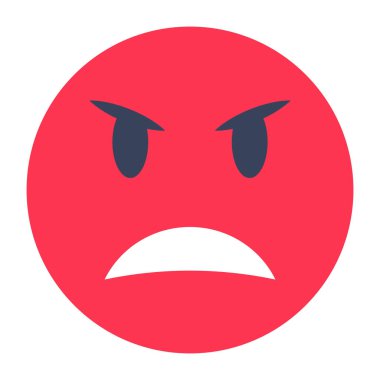 Kızgın yüzün kavramsal düz yuvarlak tasarım simgesi