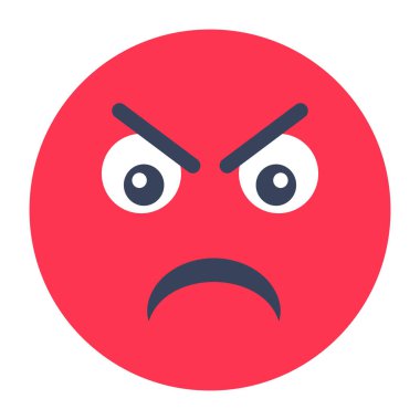 Kızgın yüzün kavramsal düz yuvarlak tasarım simgesi