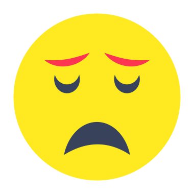 Yorgun yüzün kavramsal düz yuvarlak tasarım simgesi