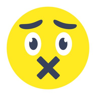 Nutku tutulmuş emojinin renkli tasarım simgesi