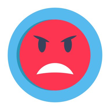 Kızgın yüzün kavramsal düz yuvarlak tasarım simgesi