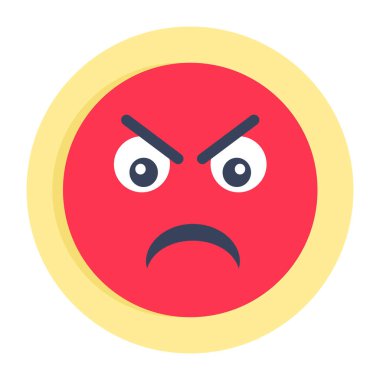 Kızgın yüzün kavramsal düz yuvarlak tasarım simgesi