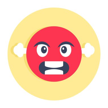 Kızgın yüzün kavramsal düz yuvarlak tasarım simgesi