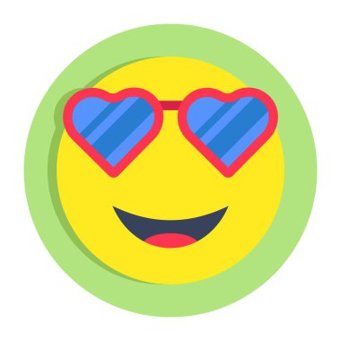 Kalp gözlüklerinin kavramsal düz yuvarlak tasarım simgesi