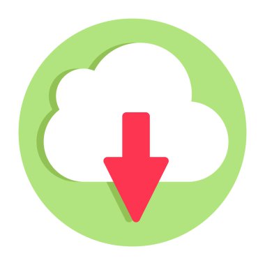 Conceptual flat design icon of cloud download