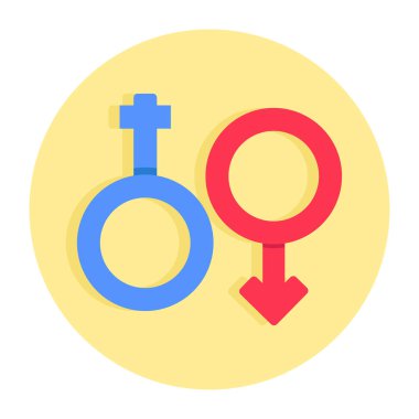 Erkek ve kadın işaretinin, cinsiyet vektörünün düzenlenebilir tasarım simgesi