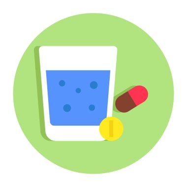 Conceptual flat design icon of taking medicine