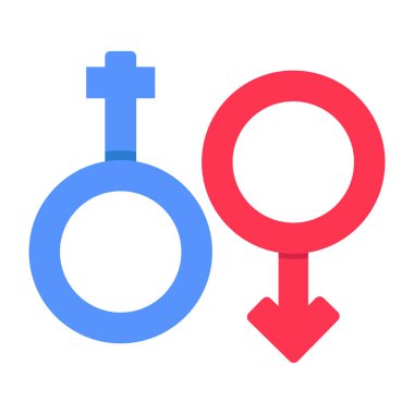Erkek ve kadın işaretinin, cinsiyet vektörünün düzenlenebilir tasarım simgesi