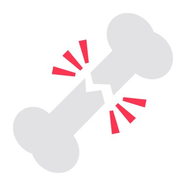 A flat design icon of broken bone